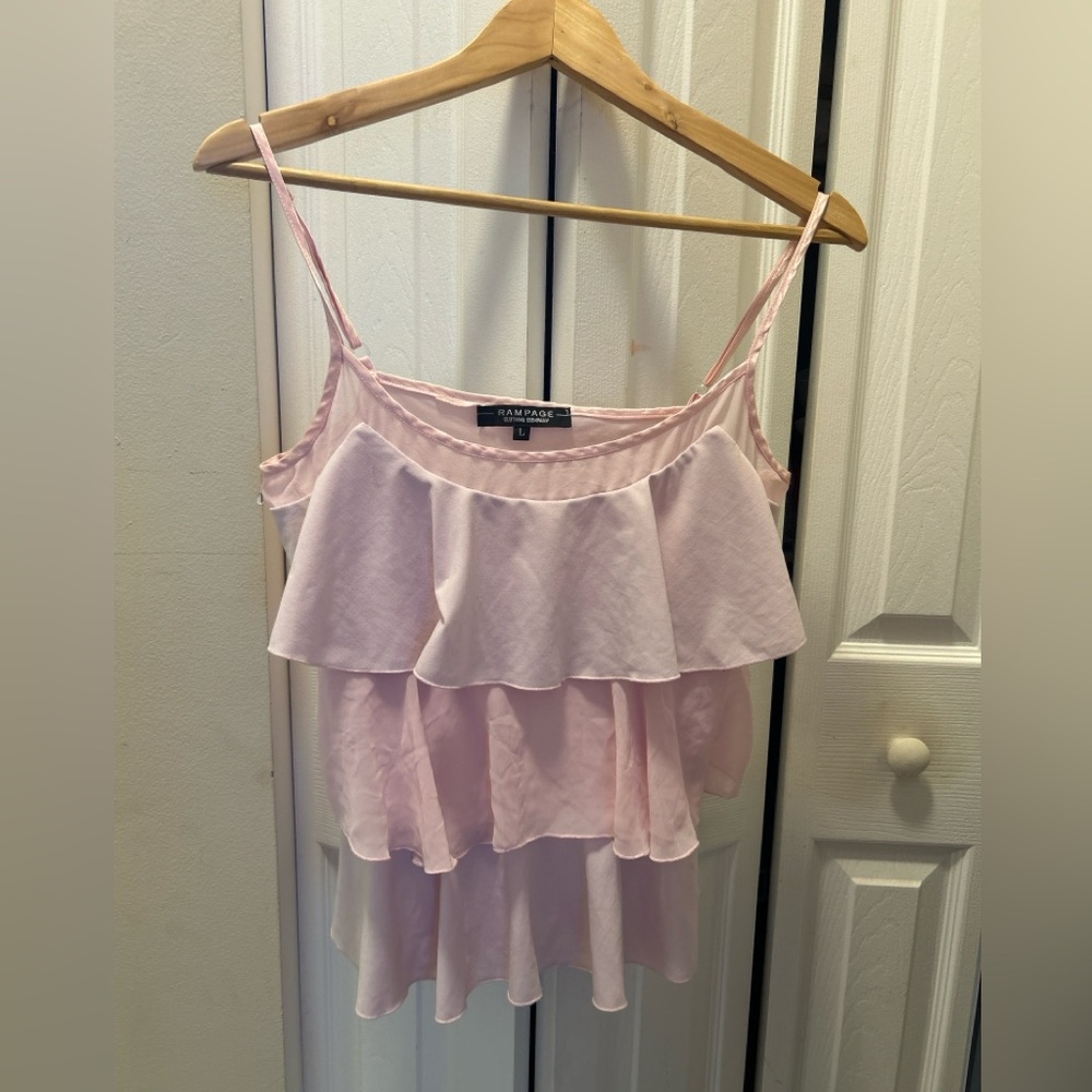 Rampage light pink tiered ruffle cami in size Large